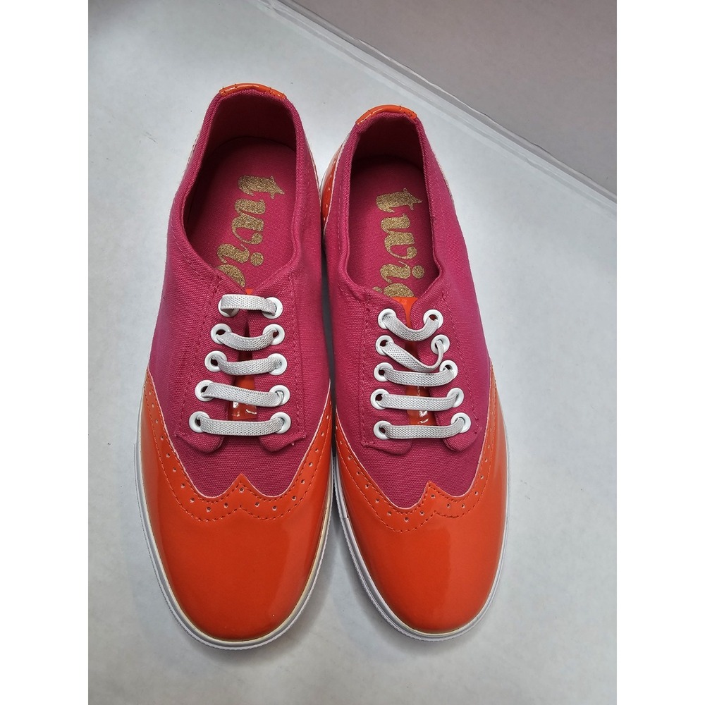 Twiggy London Pink And Orange Wingtip Oxford Shoes Size 7.5‎
